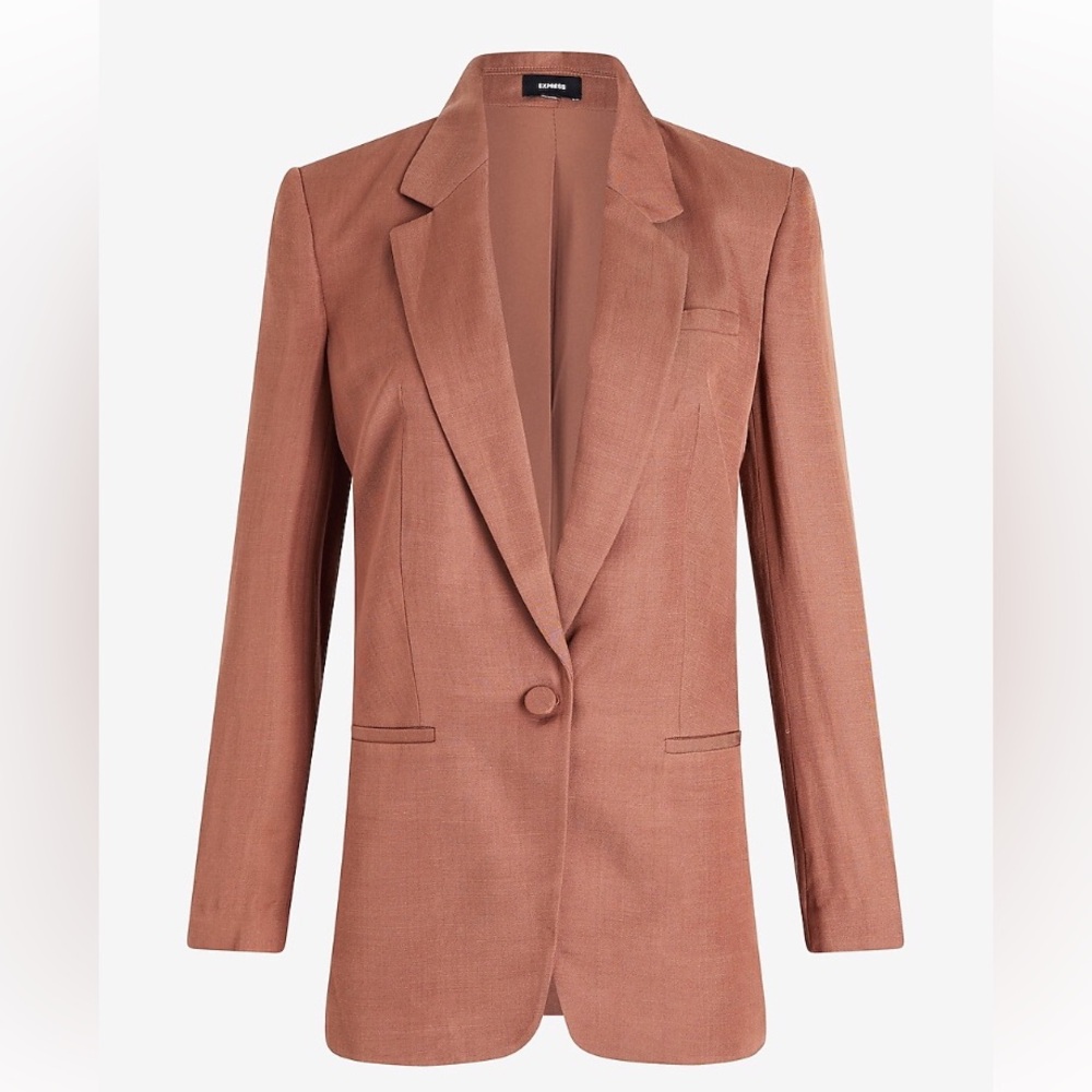 Express NWT Linen Blend Boyfriend Blazer Cinched One Button Size XL - Picture 2 of 7